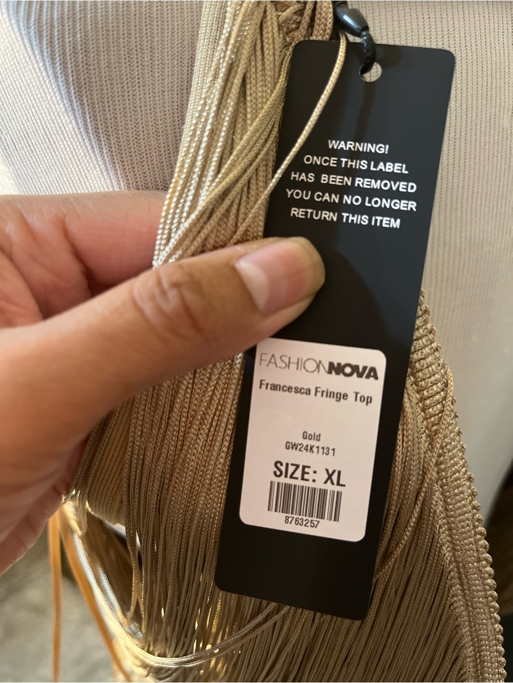 Fashion Nova Gold Fringe Halter Camisole - Picture 2 of 3